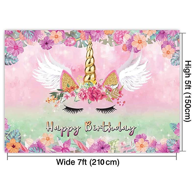 Unicorn Backdrop Pink Floral Unicorn Photography Background Pink Theme Unicorn Birthday Party Decoration Photo Booth  054 7x5ft