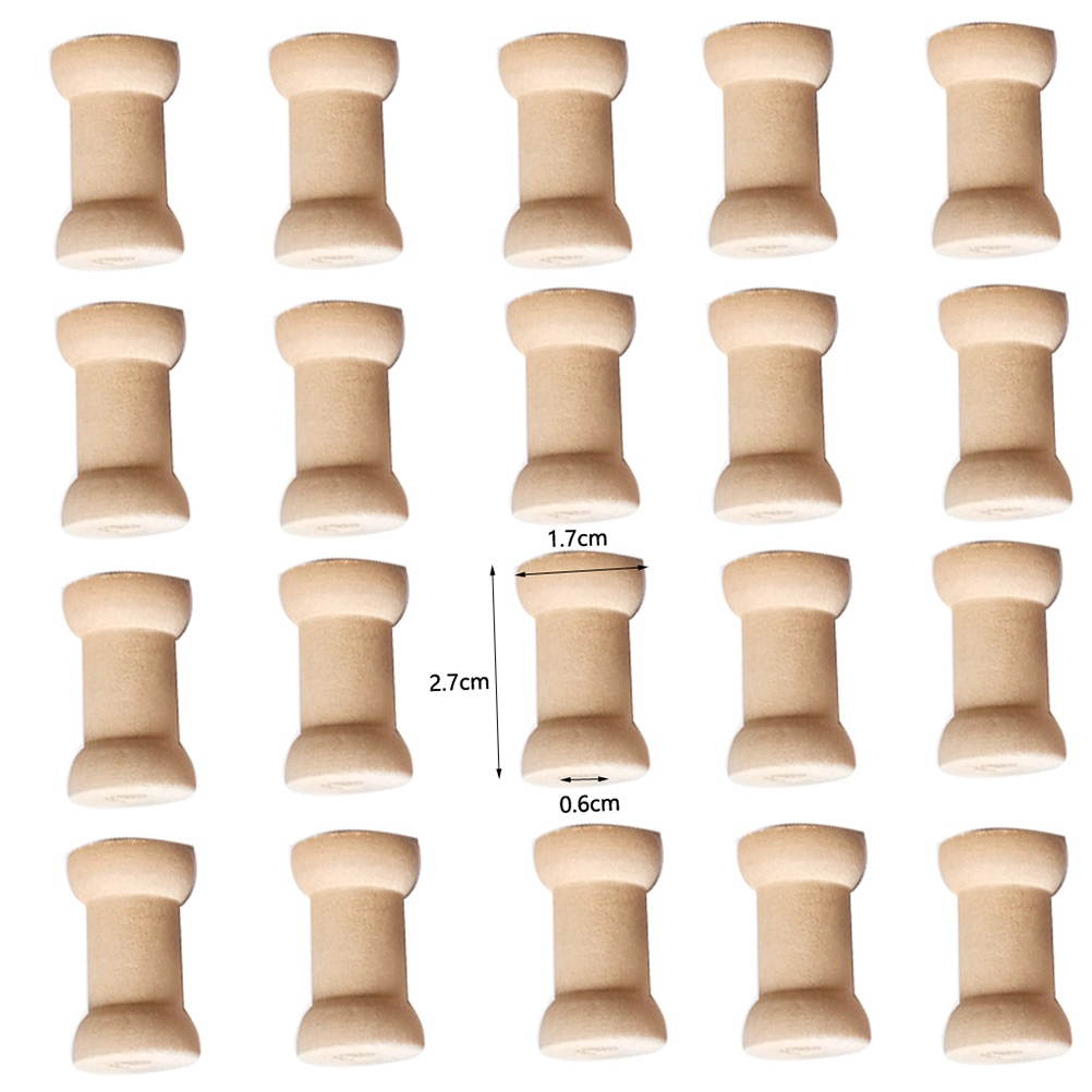 20Pcs Vintage Style Empyty Wooden Bobbins Spools Reels Organizer for Sewing Ribbons Twine Wood Crafts Tools Thread Wire