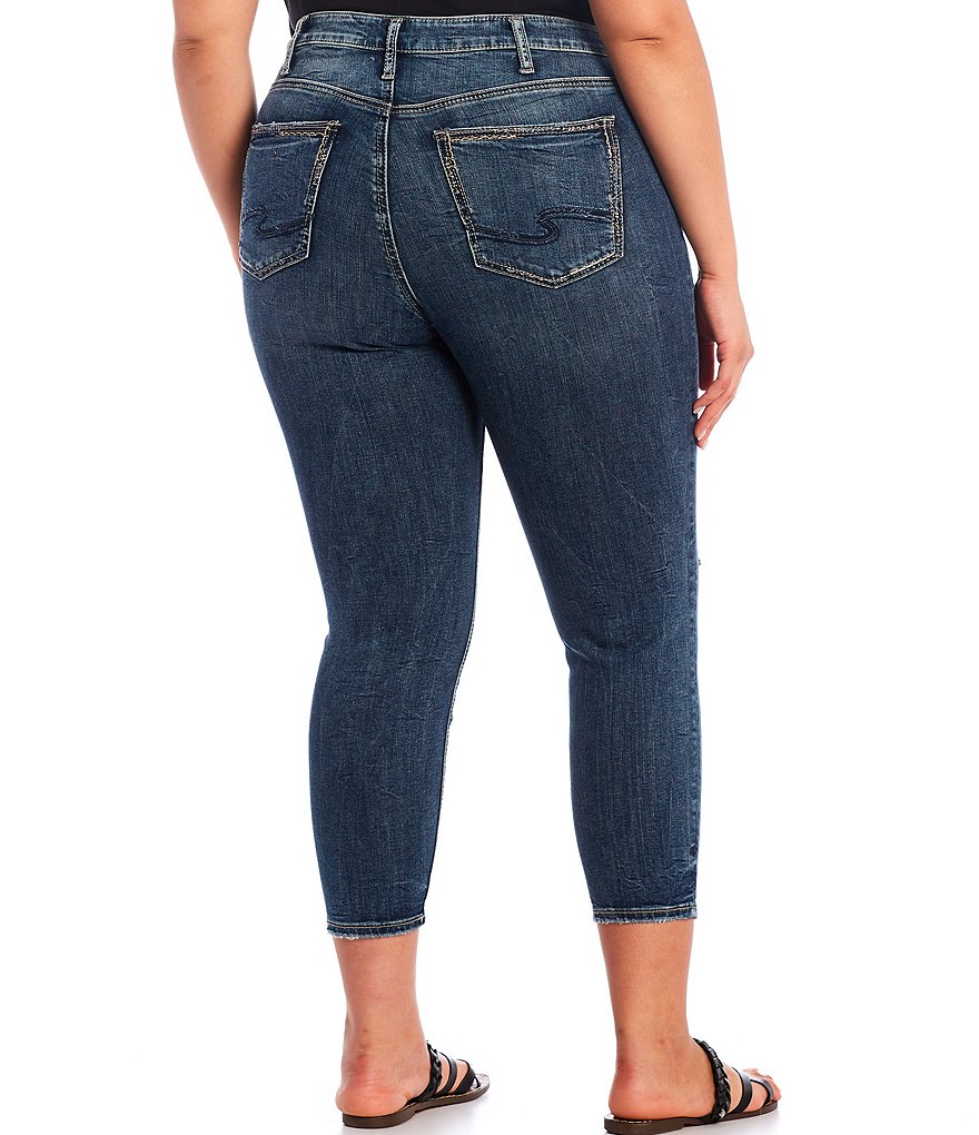 Silver Jeans Co. Plus Size High Rise Distressed Avery Skinny Crop Jeans