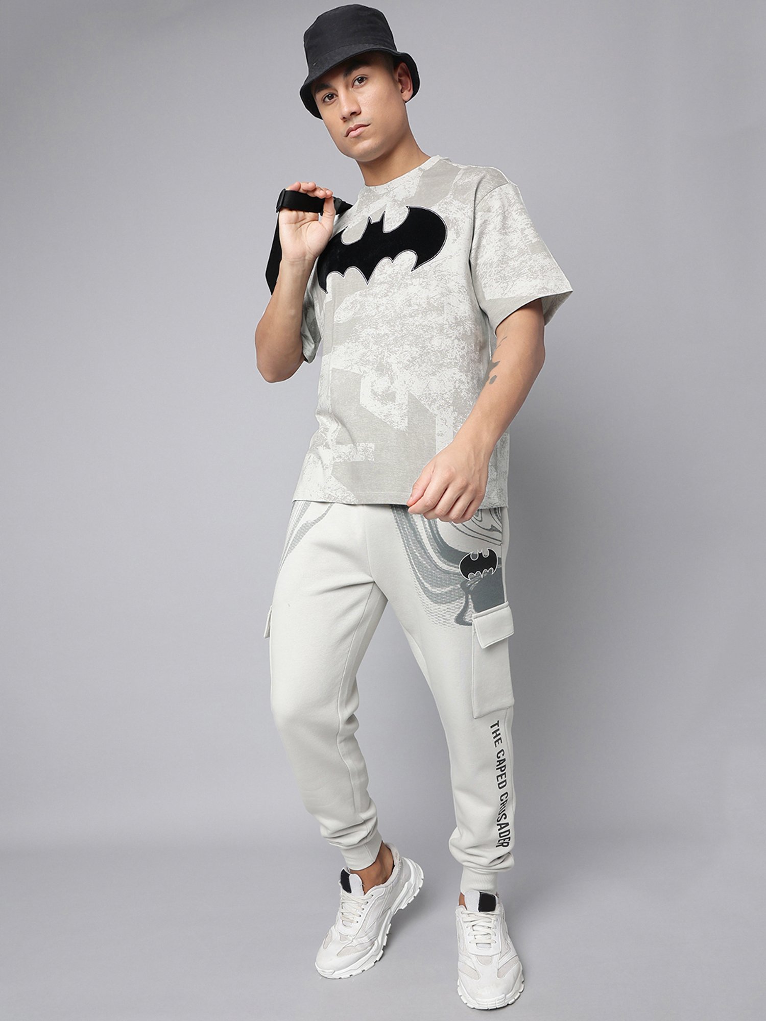 Free Authority Grey Cotton Oversized Printed T-Shirt