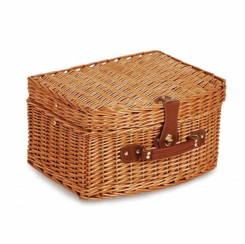 Northlight 15.5" Hand Woven Willow 2-Person Picnic Basket and Accessory Set - Brown