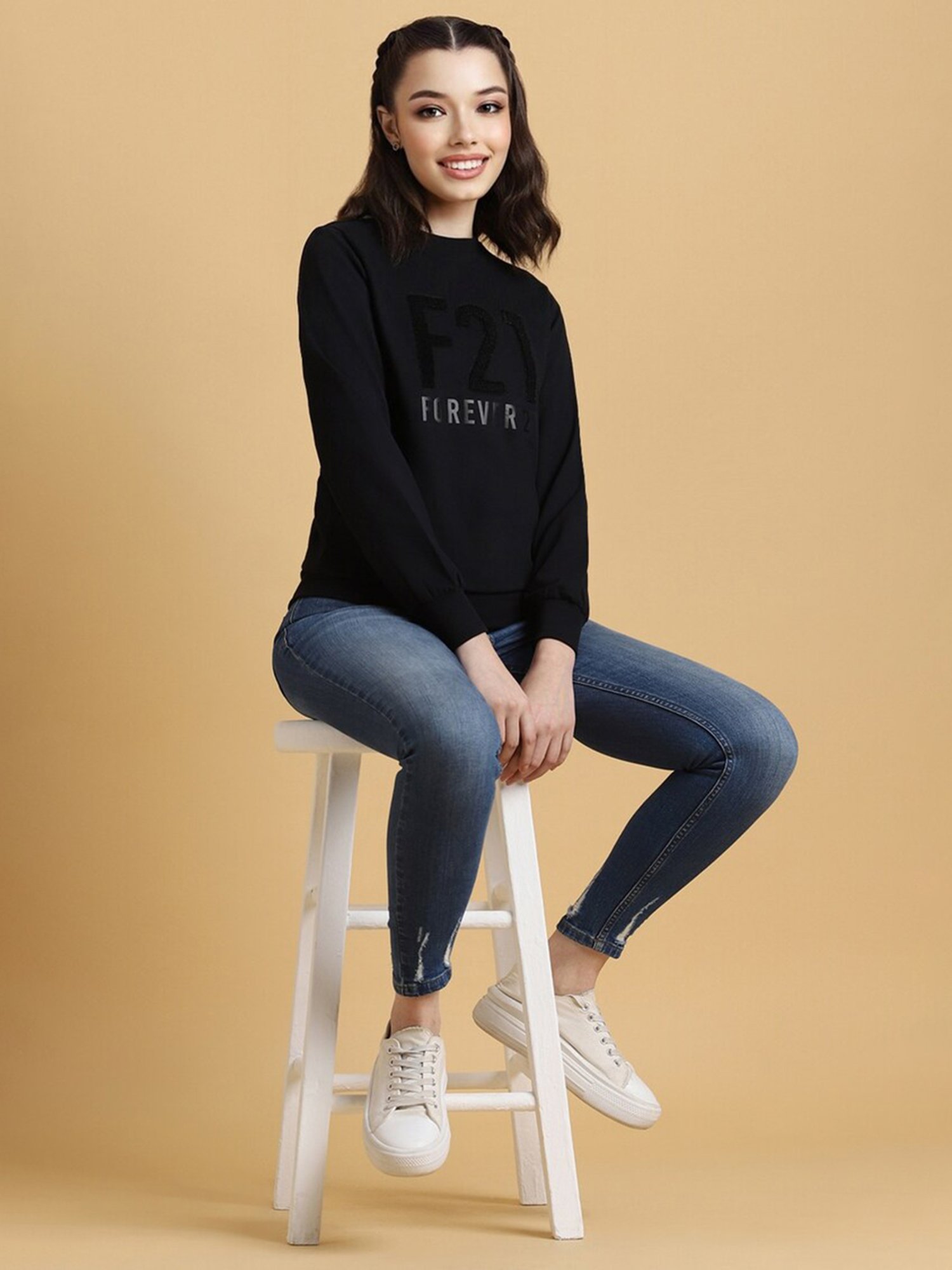 Forever 21 Black Graphic Print Sweatshirt