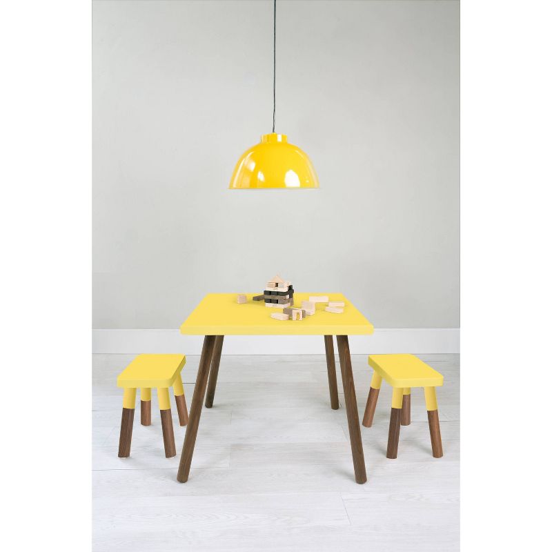 Set of 2 Peewee Wood Veneer Kids' Chairs Walnut/Yellow - Nico & Yeye