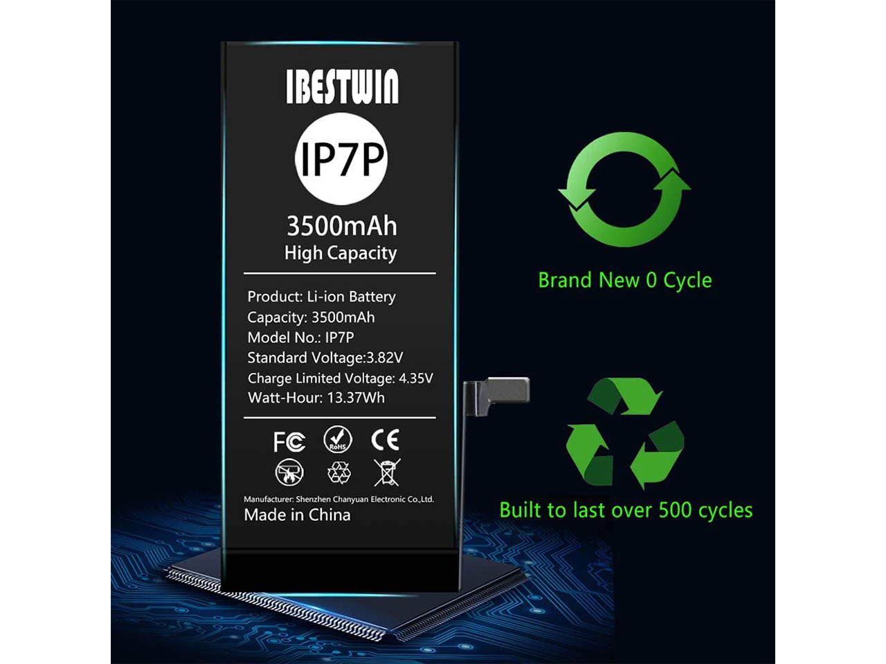 Battery for iPhone 7 Plus IBESTWIN Upgraded High Capacity 3500mAh Replacement Battery for IP 7 Plus with Full Remove Tool Kit Adhesive and Instruction