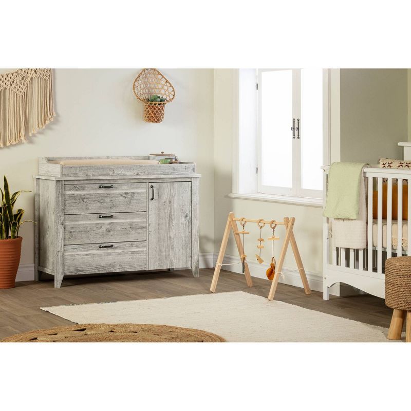 Hankel Changing Table - Pure White and Weathered Oak - South Shore