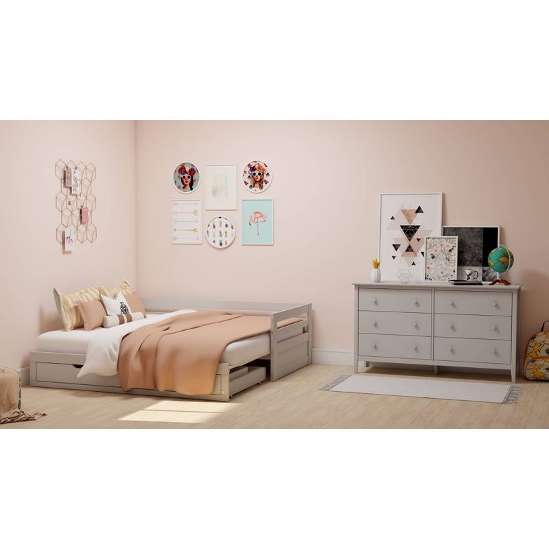 Twin to King Augusta Extending Day Bed with Storage Drawers Dove Gray - Alaterre Furniture