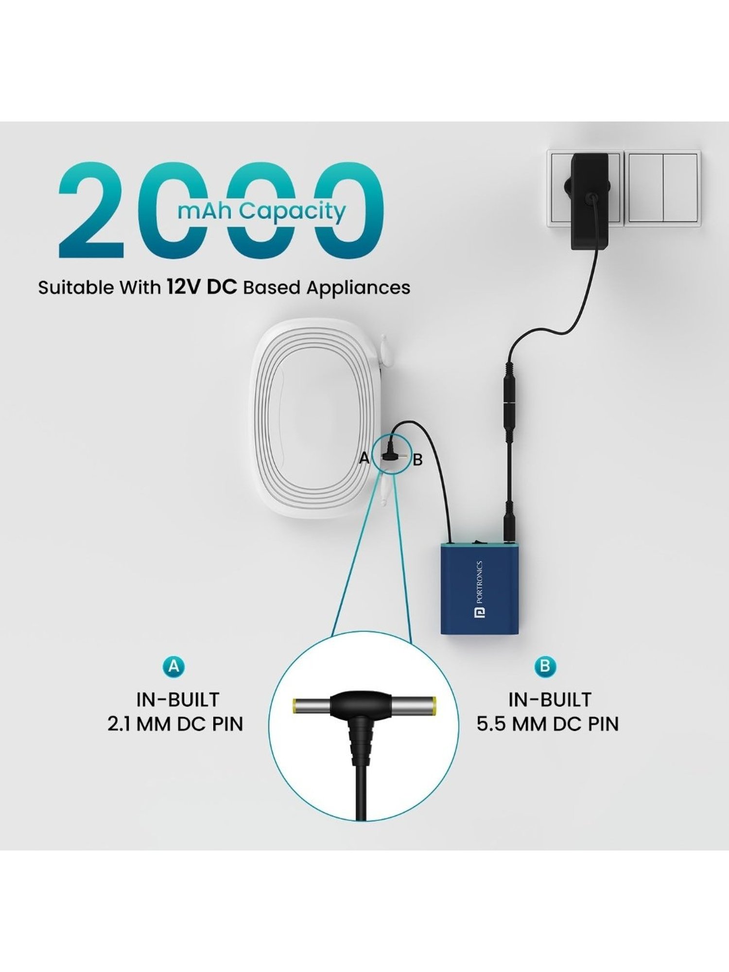 Portronics Power Plus Advanced 2000 mAh WiFi Router Power Bank (Blue)