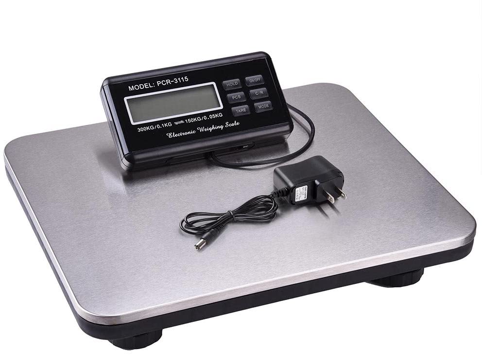 660lbs LCD AC Digital Floor Bench Scale Postal Platform Shipping 300KG Weigh