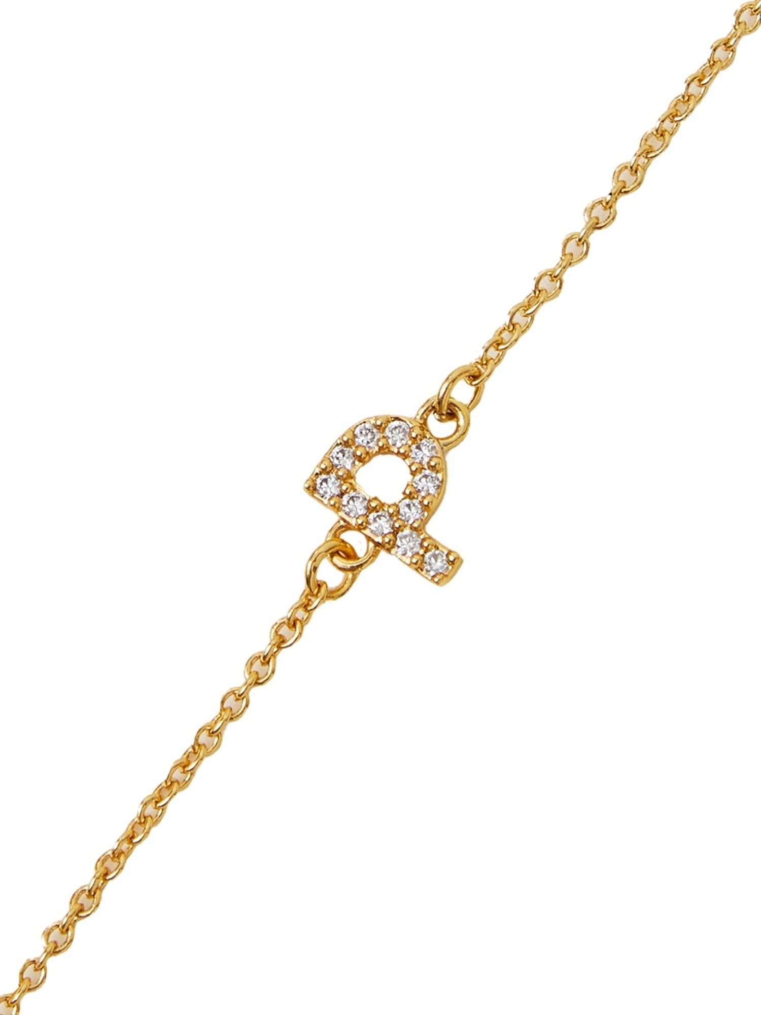 Accessorize London Women's Z Real Gold Plated Cubic Zirconia Initial Bracelet Letter P