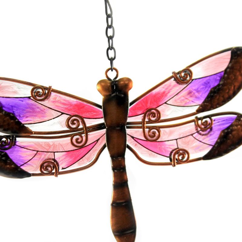 Home & Garden 10.0" Pink Dragonfly Sun Catcher Stain Glass Effect Regal Art & Gift  -  Stained Glass And Suncatchers