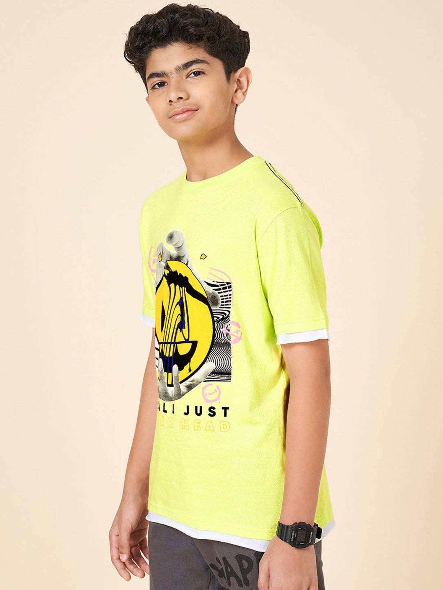 Coolsters by Pantaloons Boys Sunny Lime Cotton Printed T-Shirts