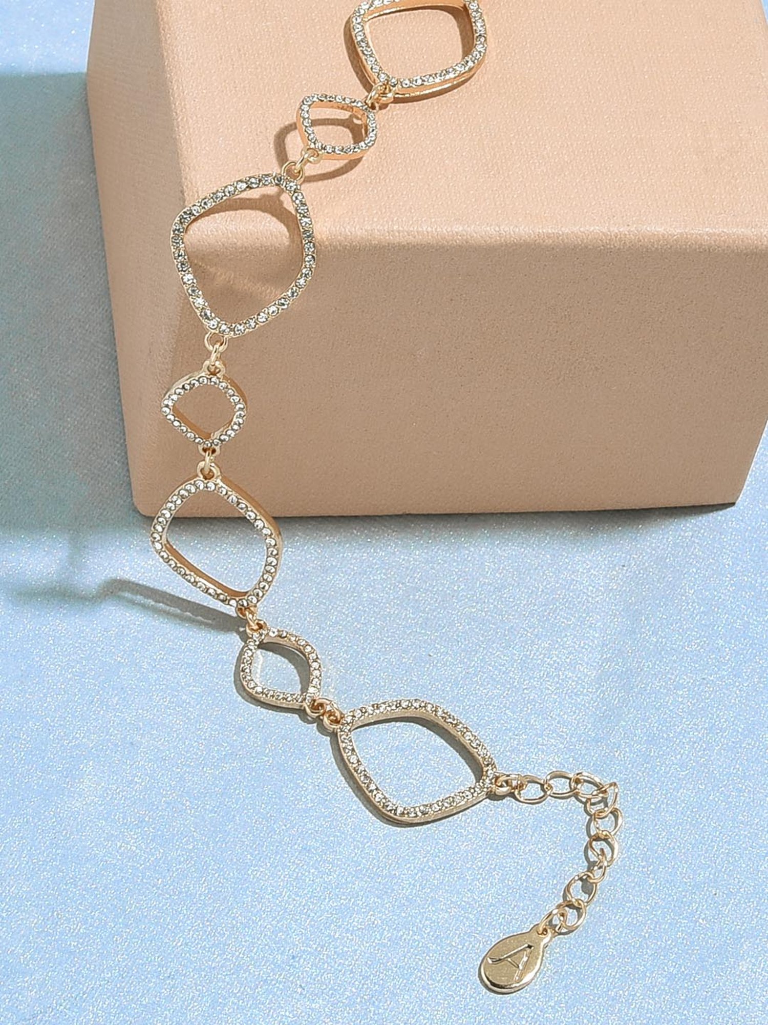 Accessorize London Pave Organic Golden Flexible fit Bracelet