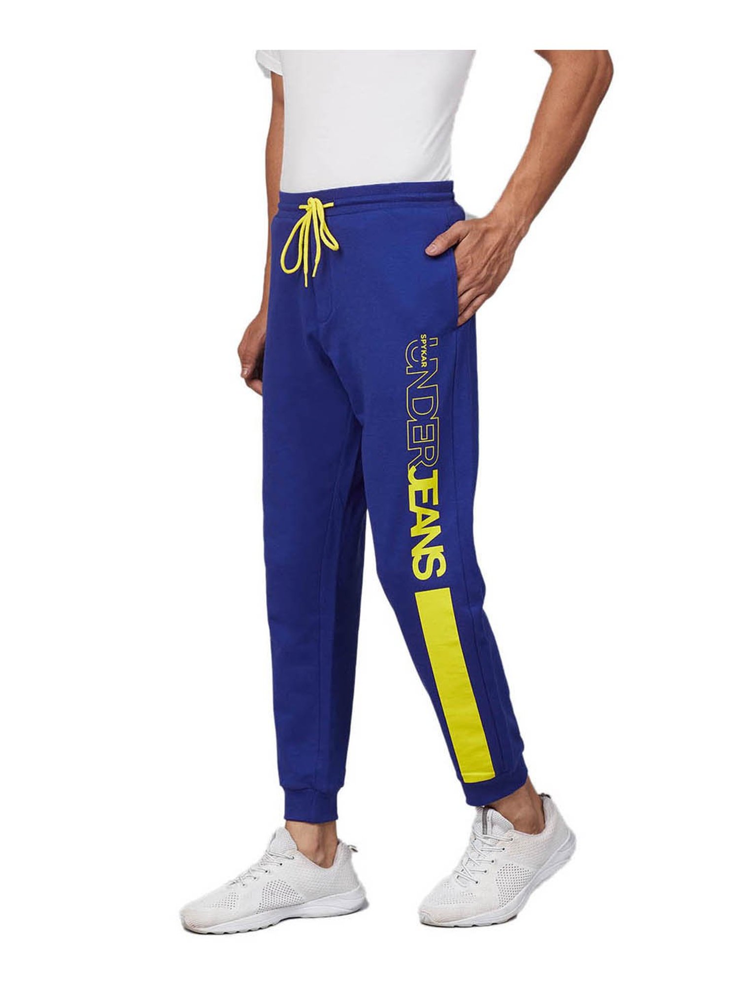 UnderJeans by Spykar Blue Printed Joggers