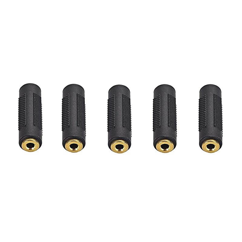FF Stereo Coupler 5 Pack Gold Plated Stereo Jack Female to Female Adapter Connectors