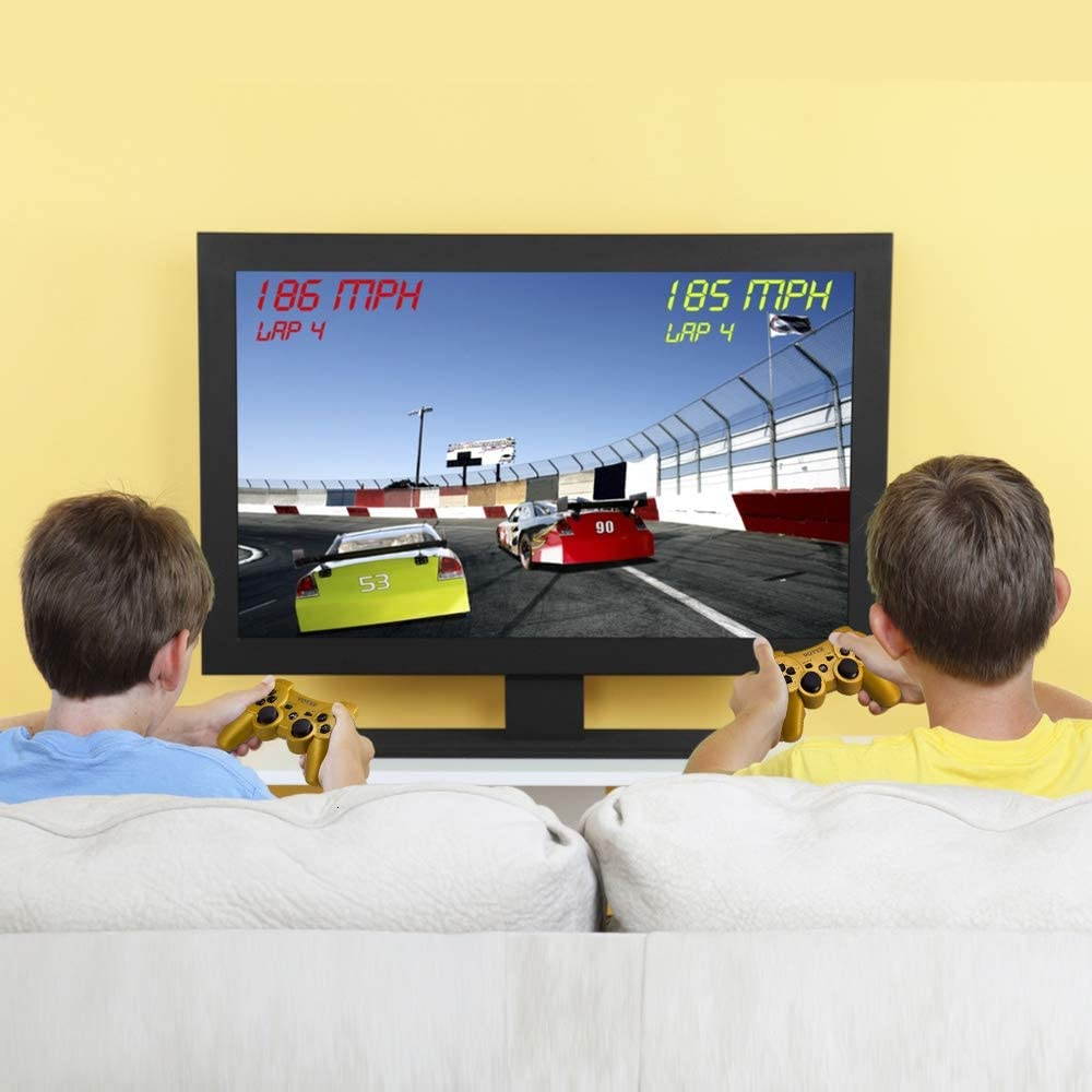 Controller Replacement for PS-3 Controller, Wireless Move/Motion Controller Gamepad with Upgraded Joystick Compatible with Play-Station 3 (Black) 2 Pack