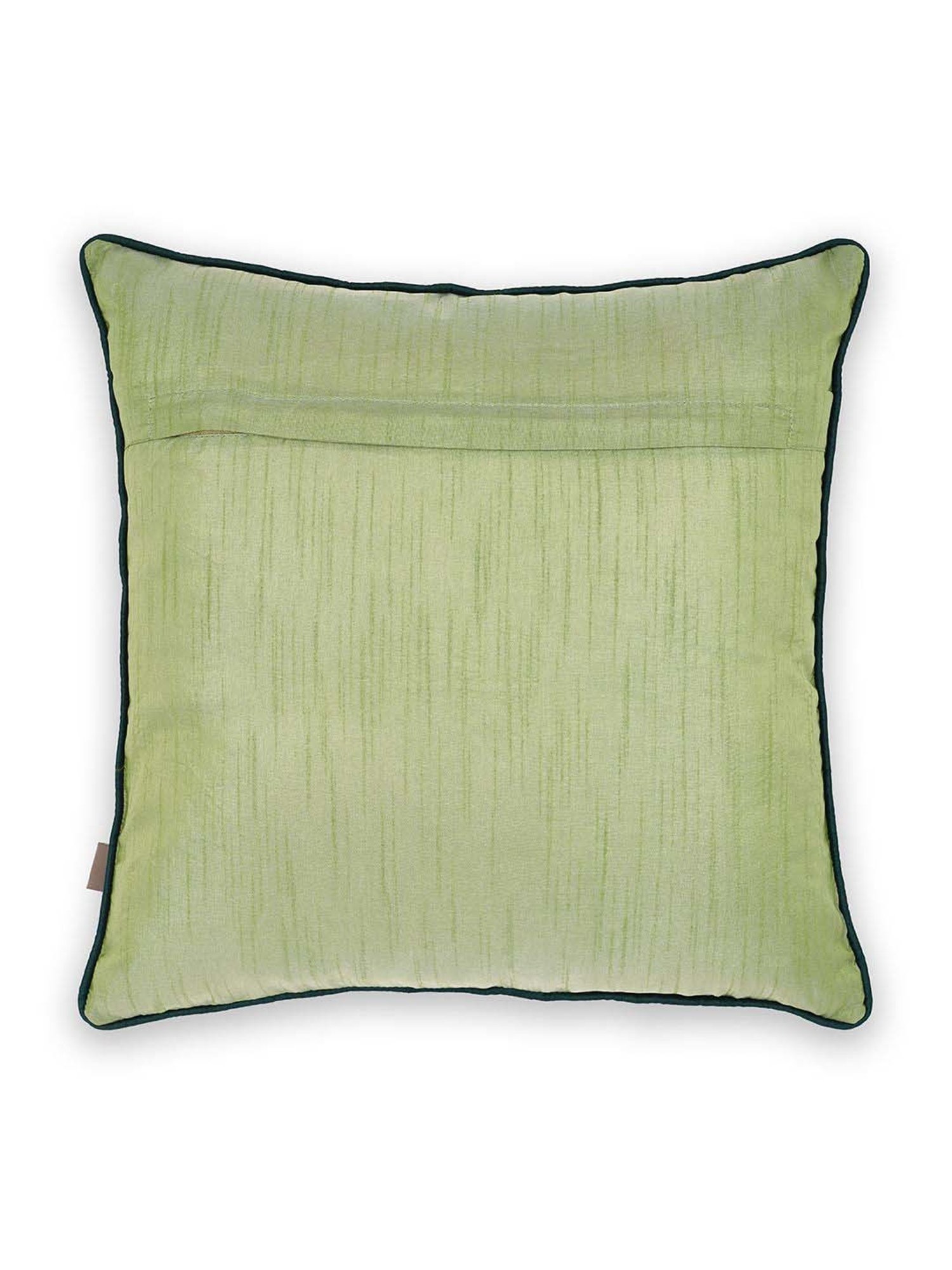 Pure Home and Living Green Cotton Embroidered Cushion Cover With Piping