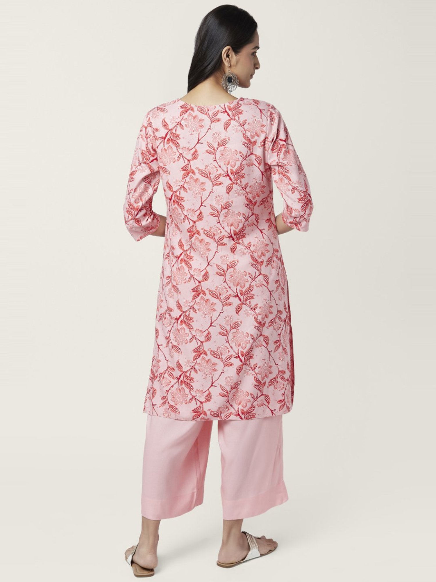 Rangmanch by Pantaloons Coral Floral Print Kurta Palazzo Set