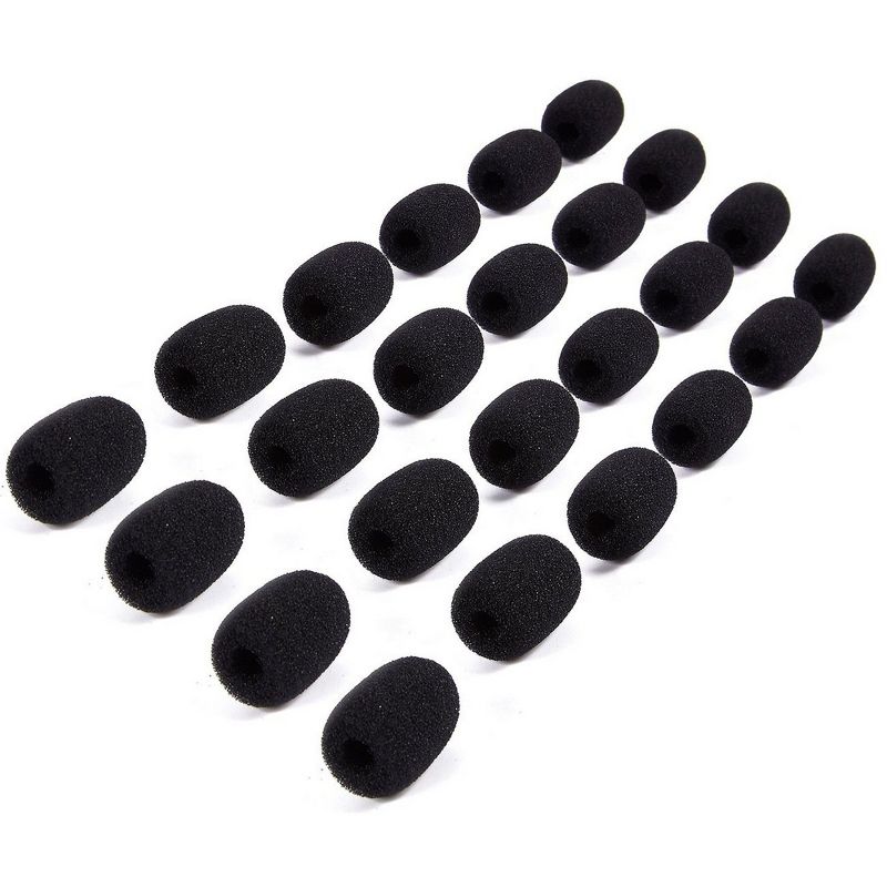 Mini Microphone Windscreens &ndash; 24-Pack Microphone Foam Cover for Lapel, Lavalier, and Headset Microphones, Black