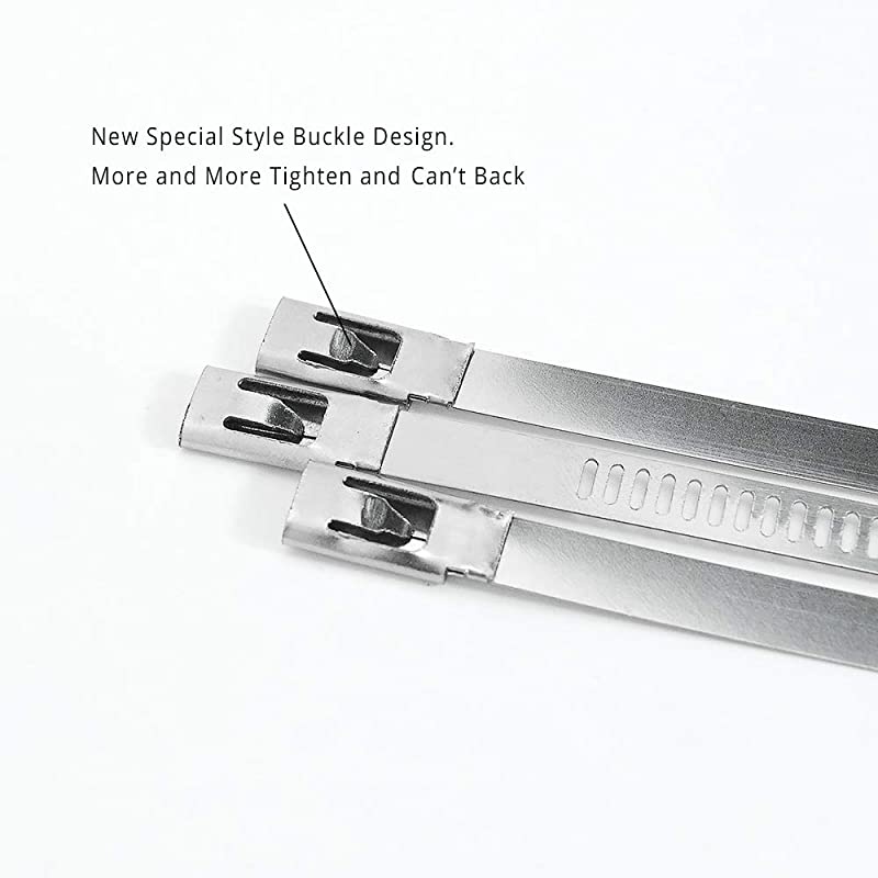 Heavy Duty 304 Stainless Steel Cable Ties Wrap Coated Self Locking Metal Zip Ties (Stainless Steel, 3.94 inch)