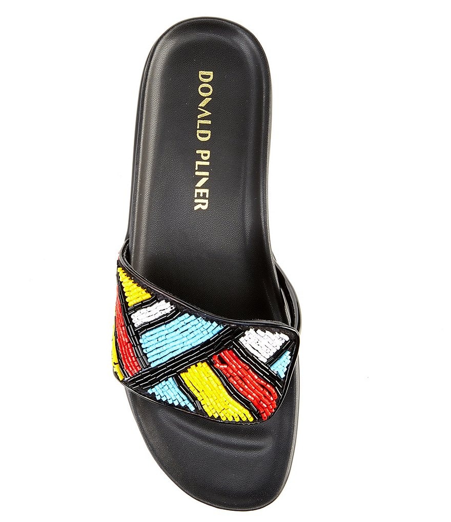 Donald Pliner Fifi Beaded Platform Wedge Thong Slides
