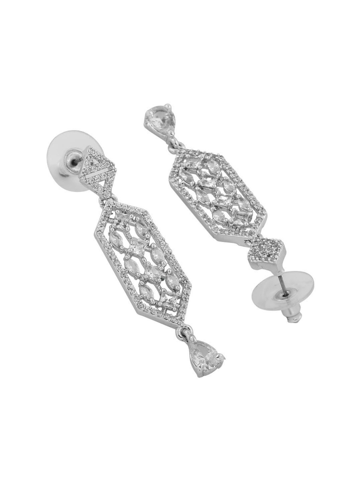 Estele Rhodium-Plated Lavish Luxe Designer Choker Style Necklace Set for Women