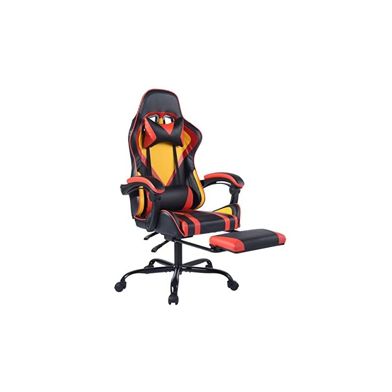 PC Racing Style Gaming Chair Ergonomic High Back Office Desk Chair Leather with Lumbar Support Flip Up Arms Headrest Executive Computer Chair