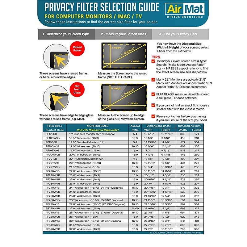 23 inch Computer Privacy Screen Filter for Widescreen Computer Monitor - 16:9 Aspect Ratio - Premium Gold - Reversible Anti-Glare Protector - Privacy for Data Confidentiality by