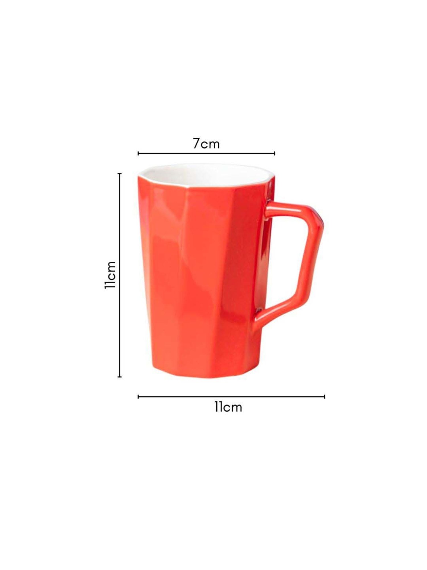 Nestasia Premium Quality Microwave Safe Carmine Red & White Ribbed Ceramic Mug, 350ml