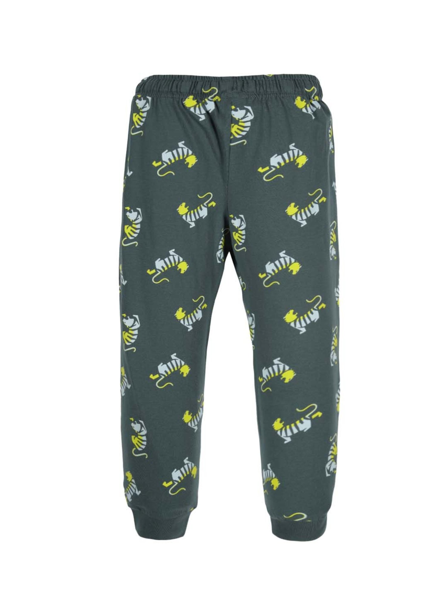Plum Tree Kids Green & Yellow Cotton Printed Joggers (Pack of 2)