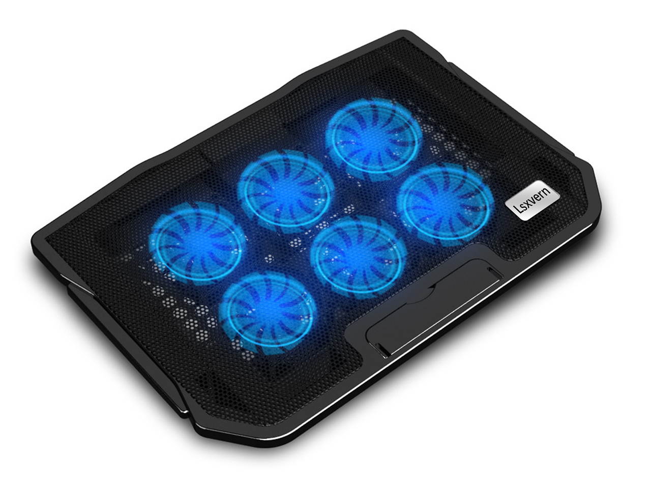 Lsxvern Laptop Cooling Pad, 6-Fan Notebook Laptop Cooler Cooling Pad with LED Lights, Dual 2.0 USB Ports, Suitable for 12-17 Inch Laptops