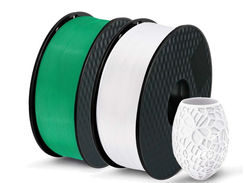 2 Pack PLA 3D Printer Filament 1.75mm, PLA Filament Bundl, Dimensional Accuracy +/- 0.02mm, 1kg Spool(2.2lbs) x 2, Fit Most FDM Printer(White+green - 2 Pack)