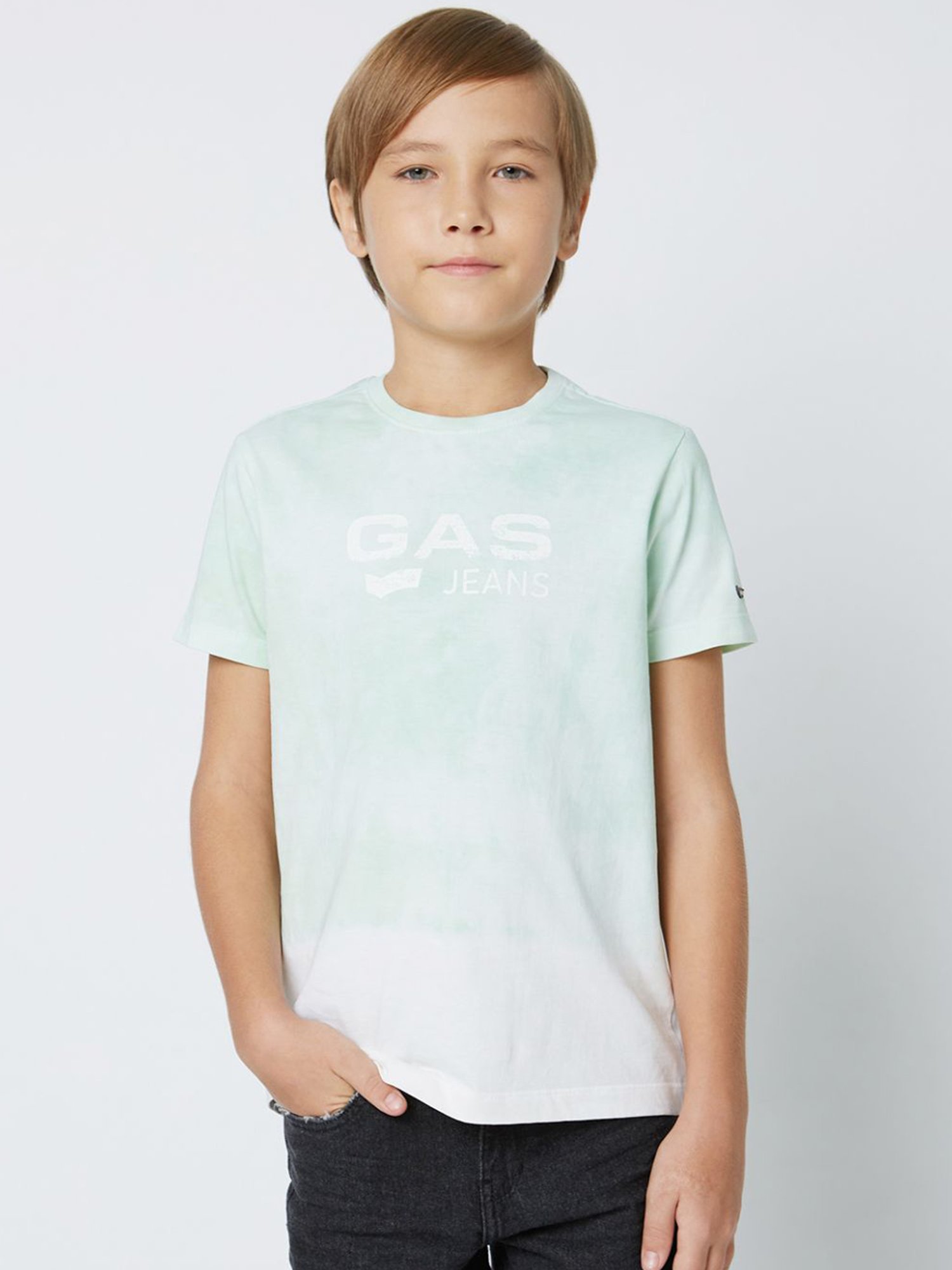 GAS KIDS Green Cotton Printed T-Shirt