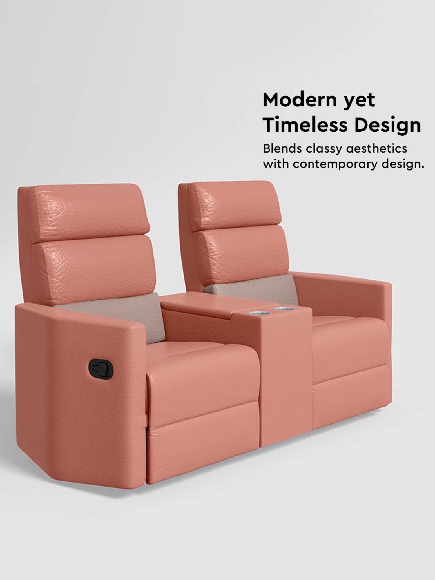 Durian Berry Black Premium Leatherette 2 Seater Sofa