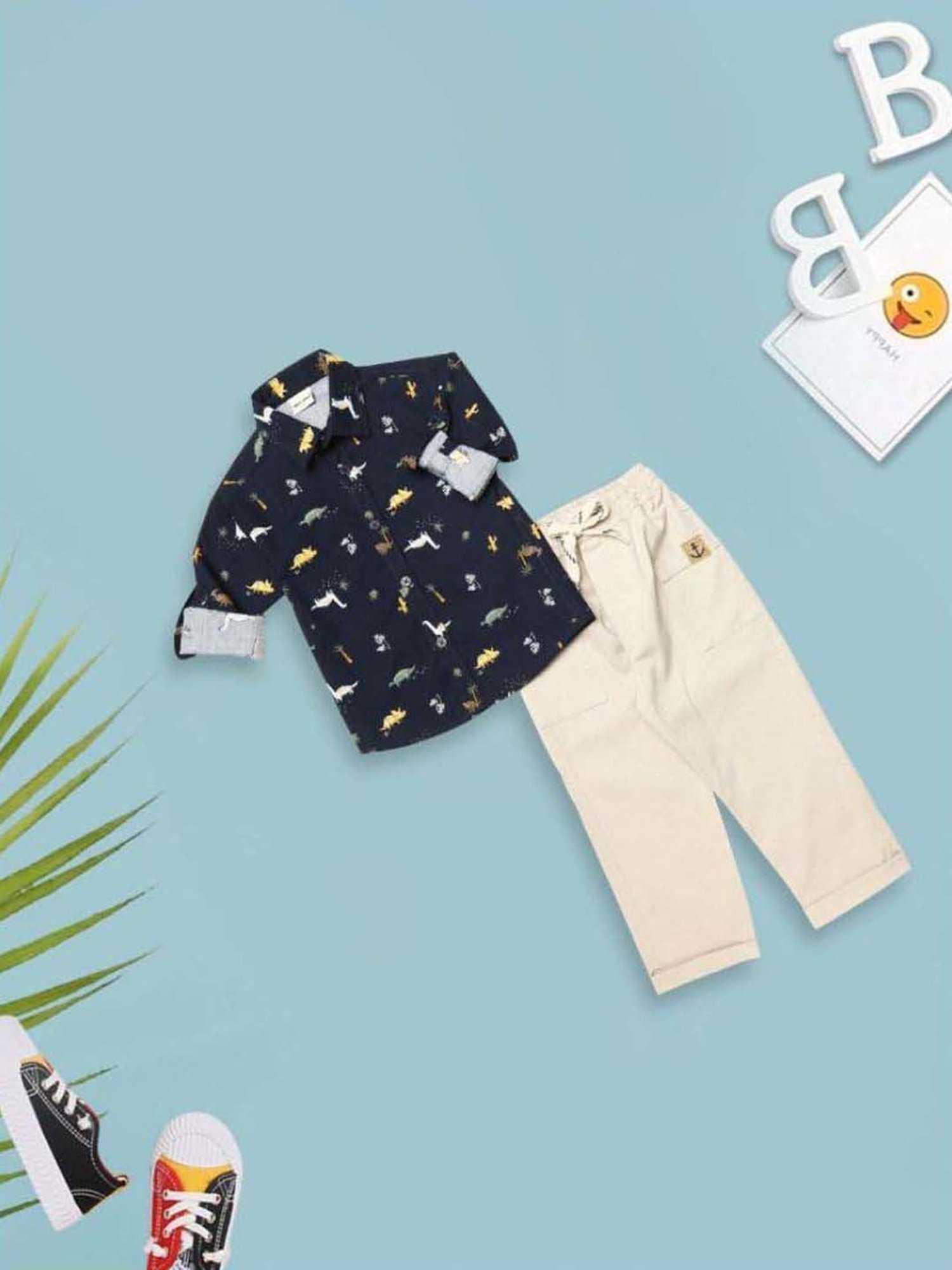 Mee Mee Cotton Printed Trouser Set For Boy - Khaki