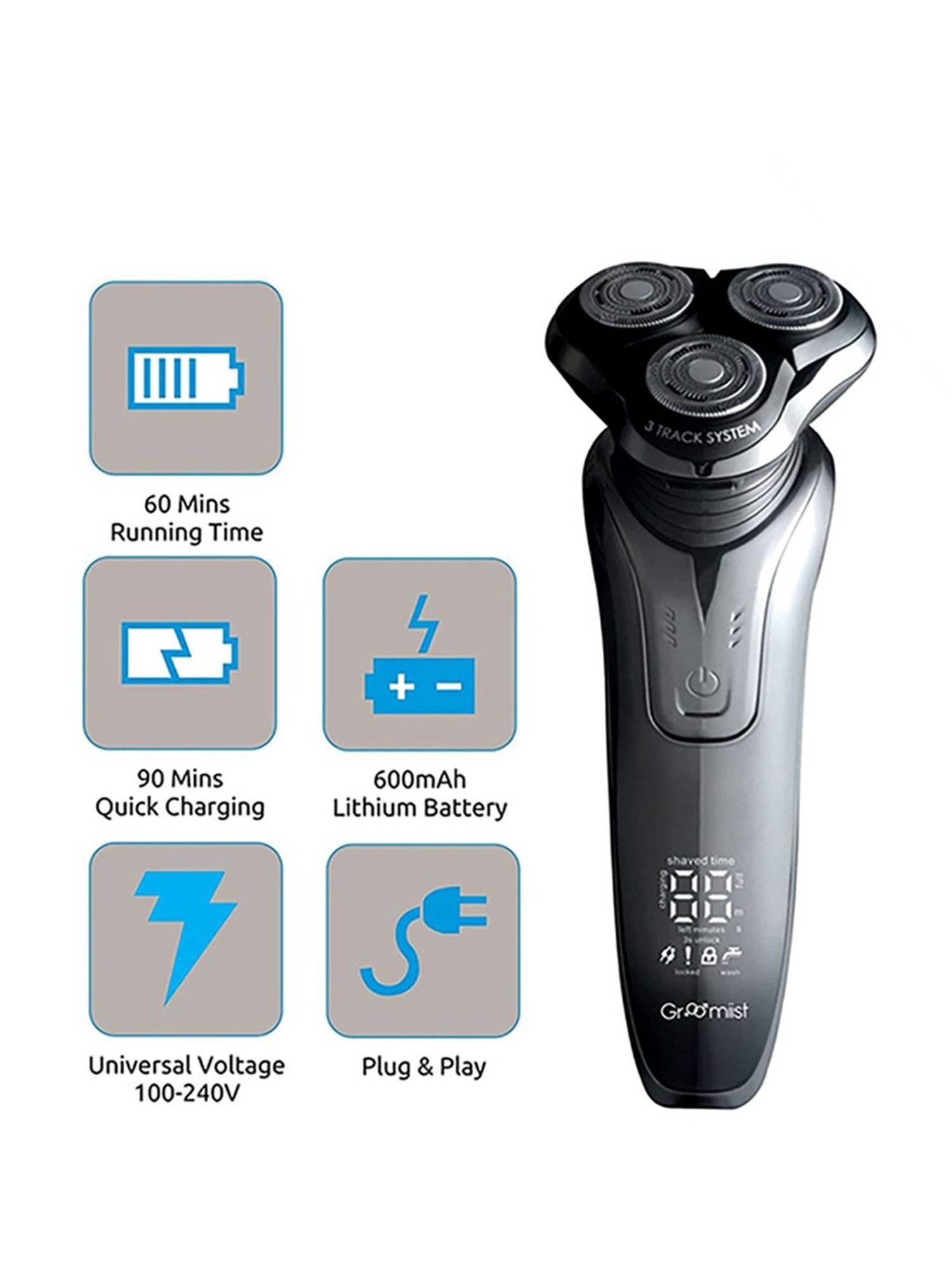 Groomiist PSK-06 Platinum Series Cordless 6 in 1 Professional Grooming Kit - 60 Min Runtime (Black)