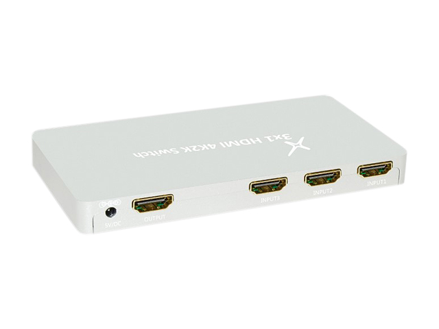 XtremPro 64301KA 3x1 HDMI Aluminum 4K2K 3D /60Hz 3 In 1 Out Switch w/IR Wireless Remote control, AC Power Adapter 100 ~ 240V, Supports HDCP, LPCM, DTS, 3D All Format - Silver