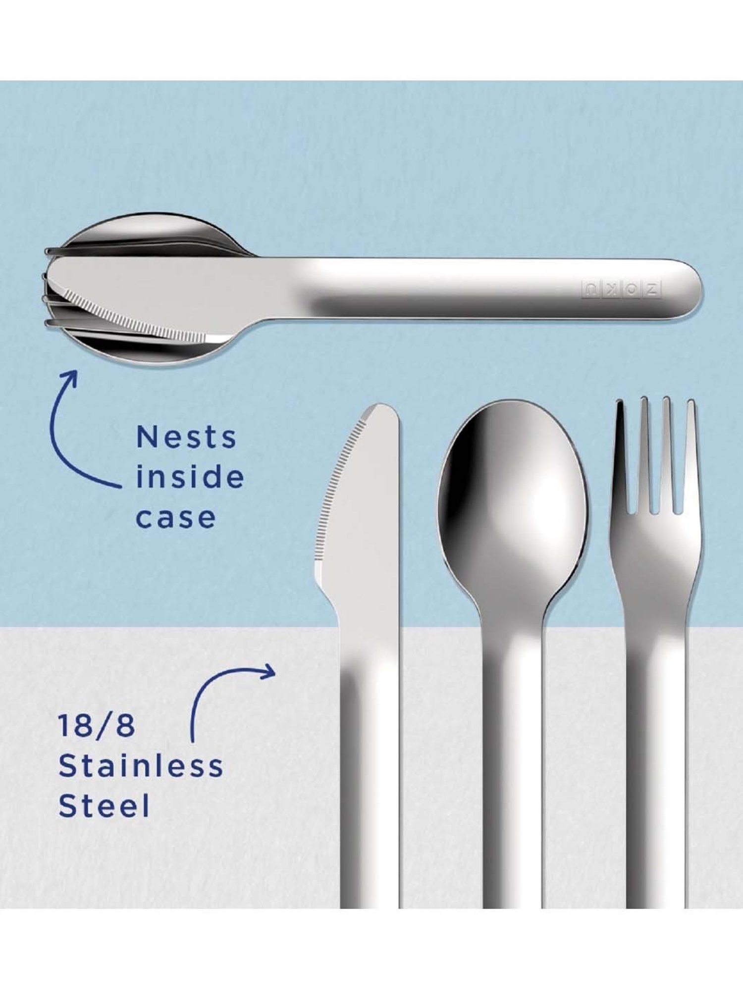 Zoku Blue Stainless Steel Pocket Utensils - Set of 3