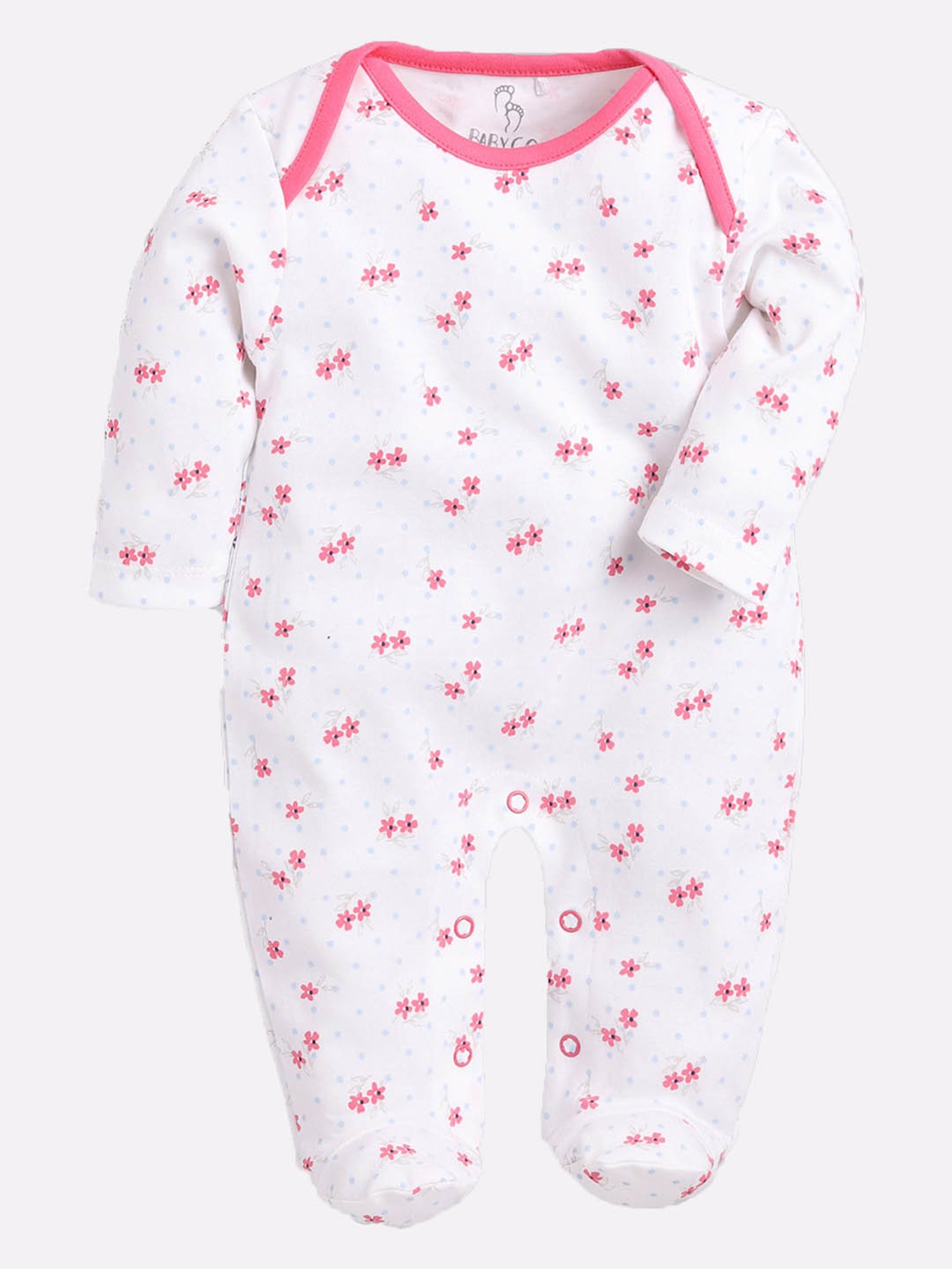 Baby Go Kids Fuchsia & White Printed Rompers (Pack Of 2)