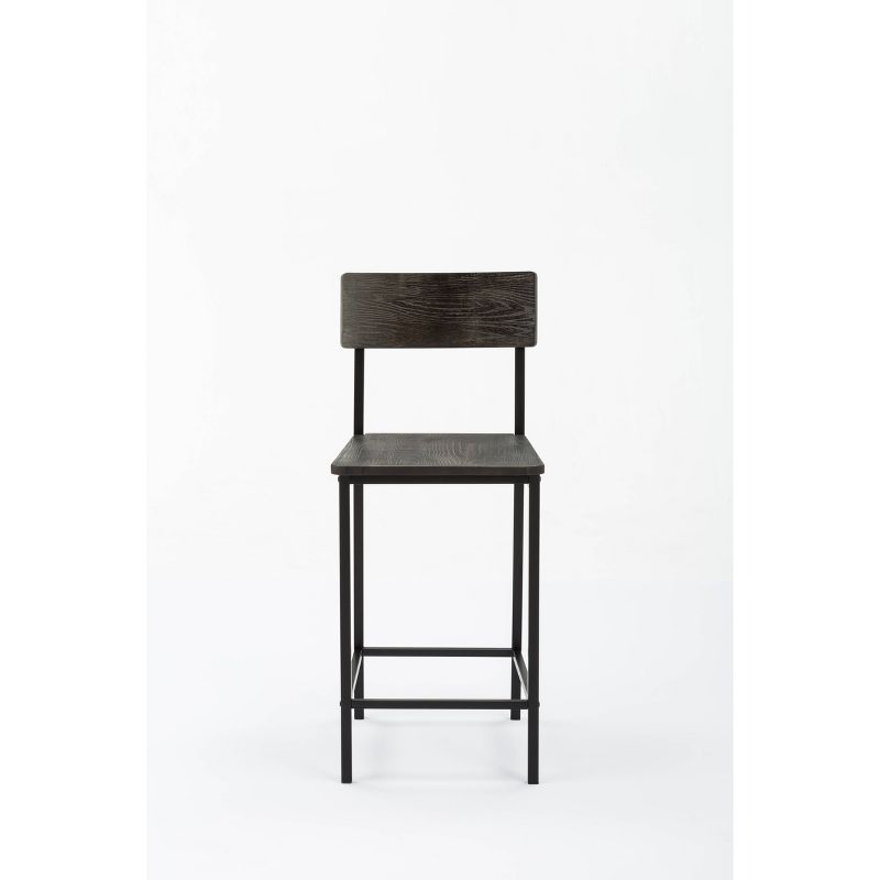 Set of 2 24" Americano Counter Height Barstool Walnut Finish Distressed Black - Boraam