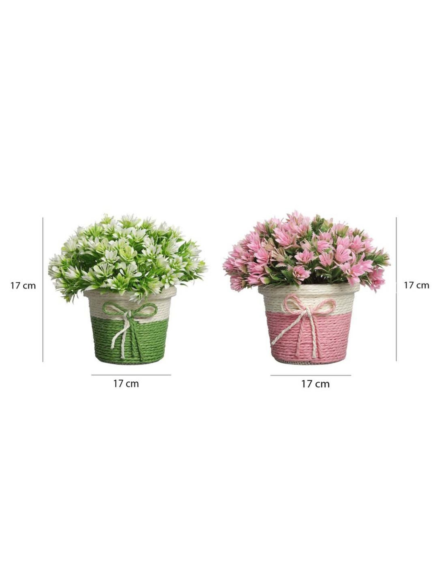Foliyaj Multicolor Plastic Artificial Flower Plant With Pot - Set of 2