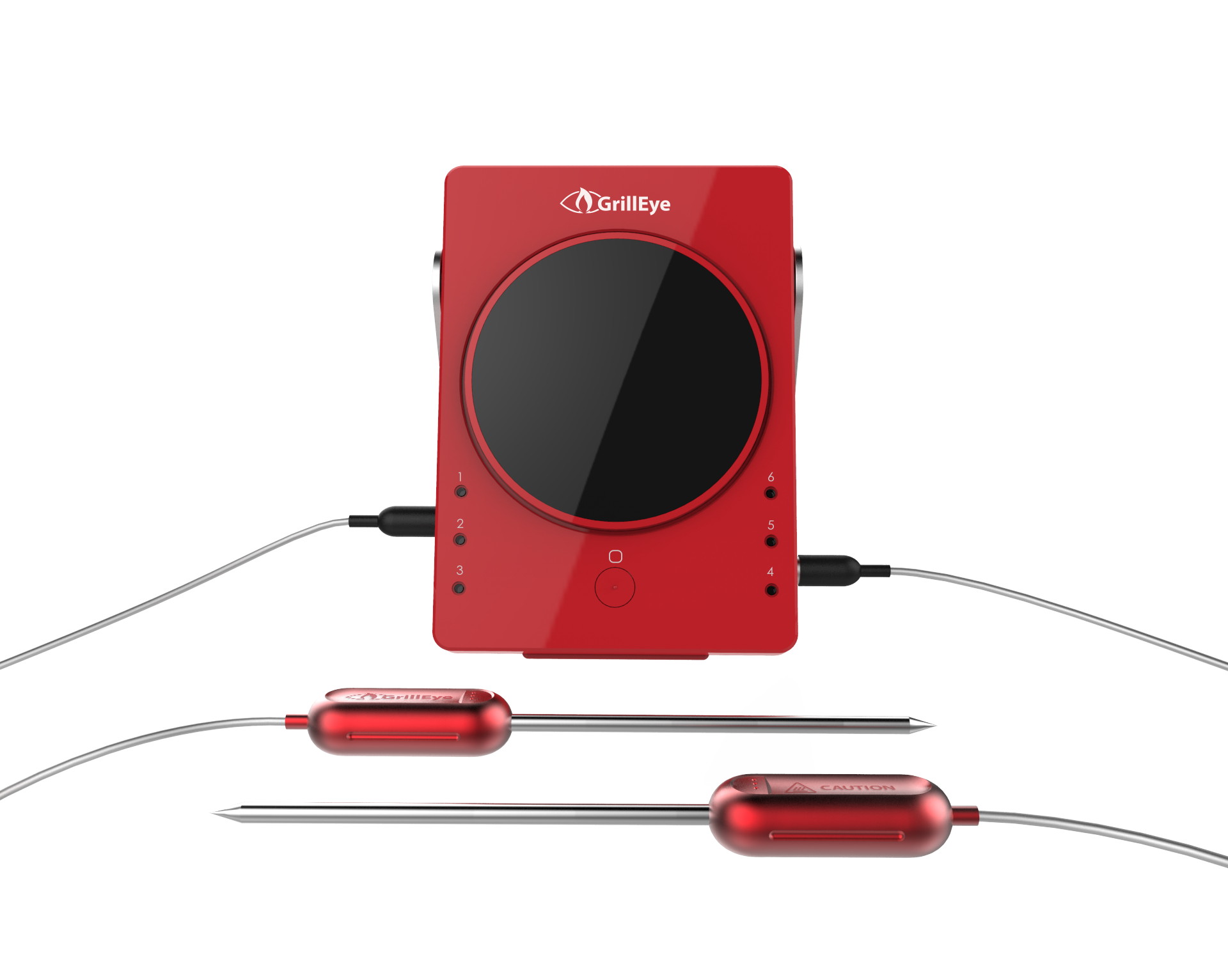 GrillEye Smart Bluetooth Grilling & Smoking Thermometer, Red