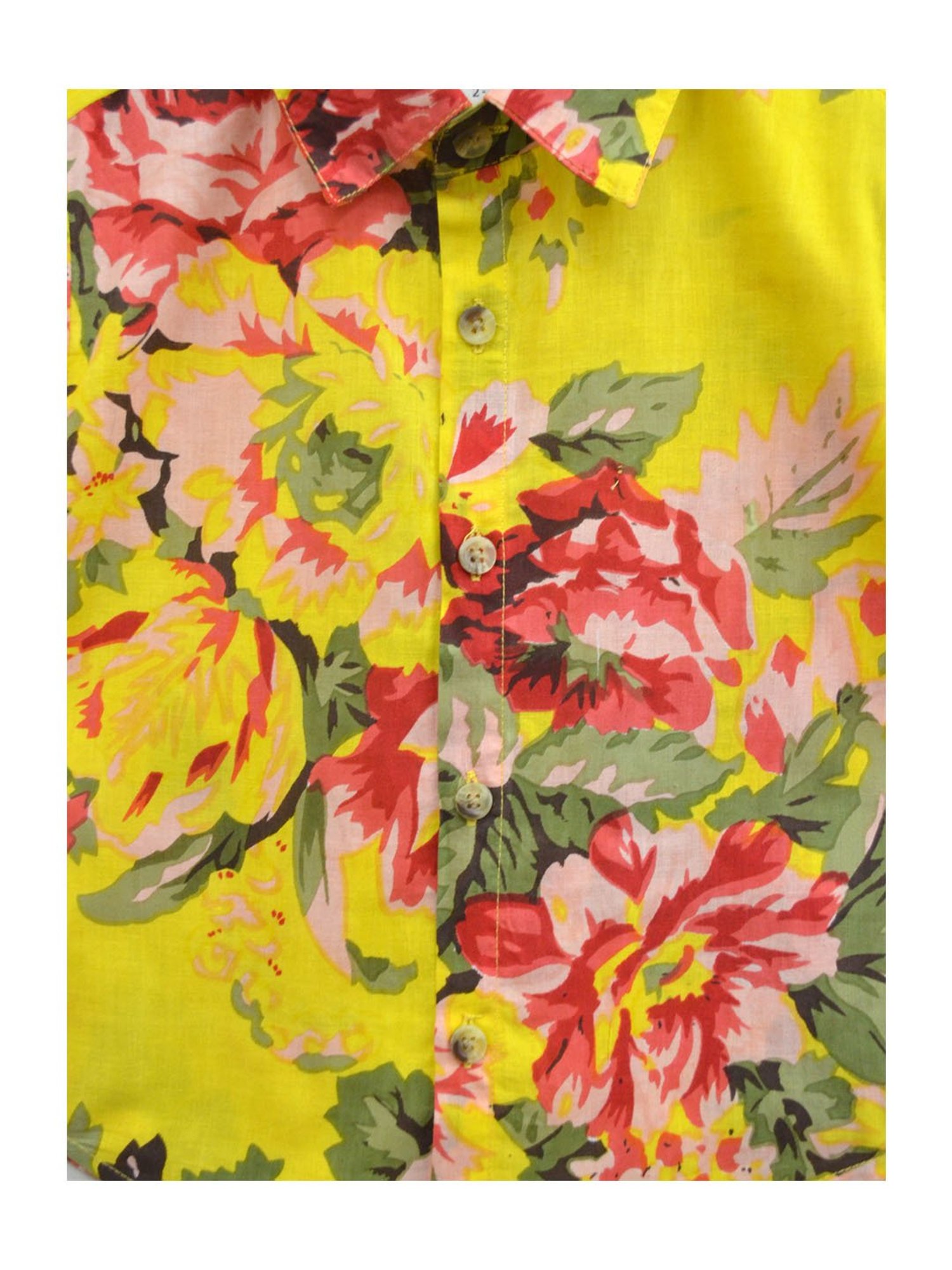 A.T.U.N. Yellow Floral Print Full Sleeves Shirt