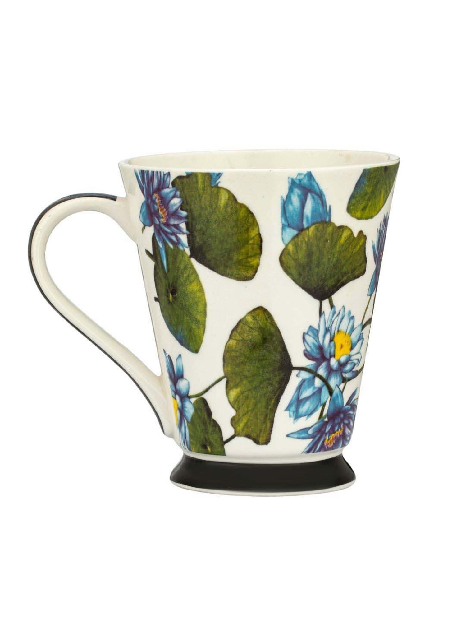 Clay Craft White & Green Ceramic Milk Mug (0.35 L)