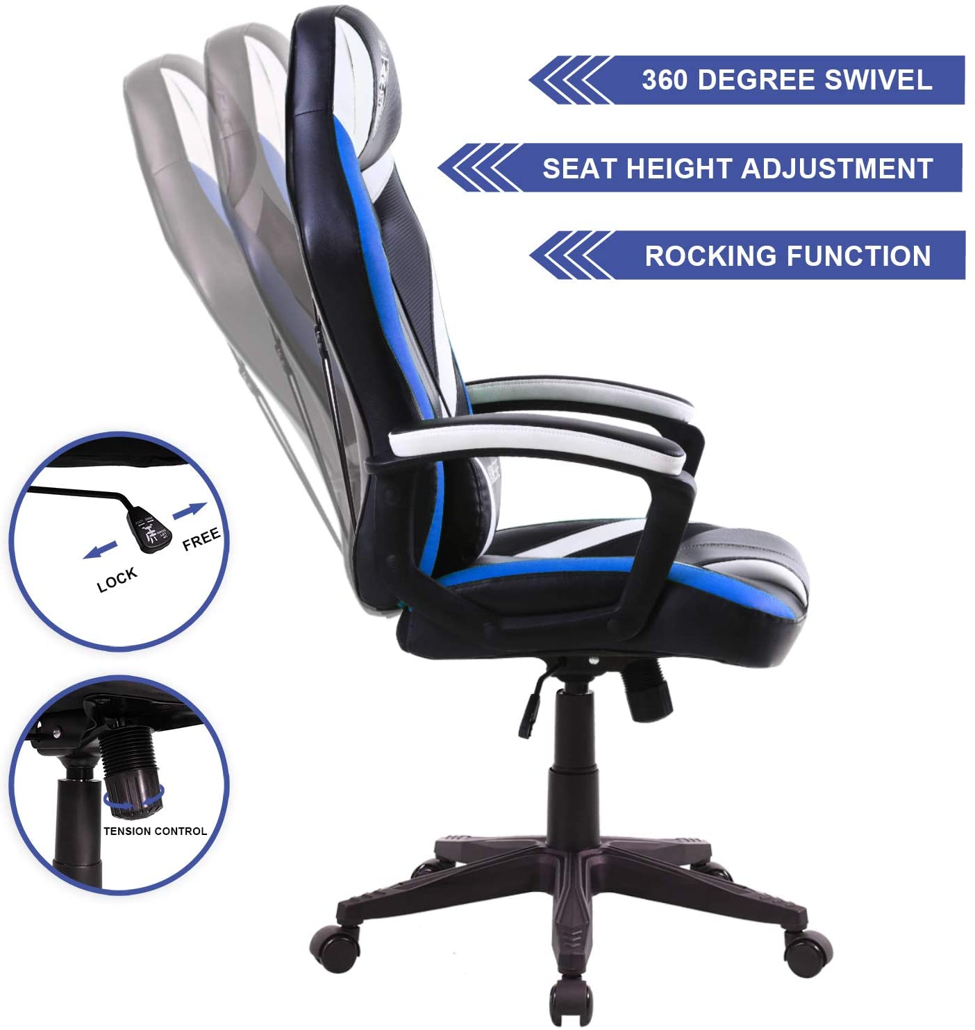 Vonesse Green Gaming Chair, Gaming Desk Chair for Teens, Computer Chair with Massage, High Back Home Office Desk Chairs, Big and Tall Gamer Chair, Computer Desk Chair, Game Chair for Kids (Green)