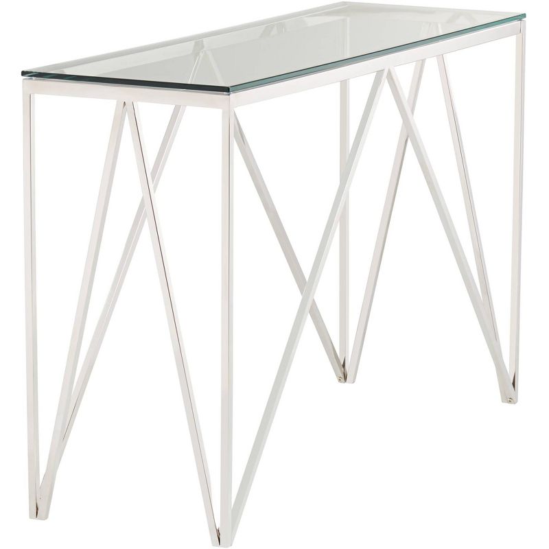 55 Downing Street Luxor 47 1/4" Wide Chrome and Glass Modern Console Table