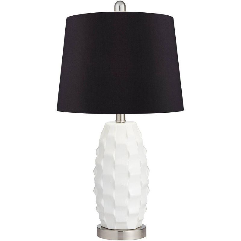 360 Lighting Scalloped Ceramic LED Black Shade Table Lamps Set of 2