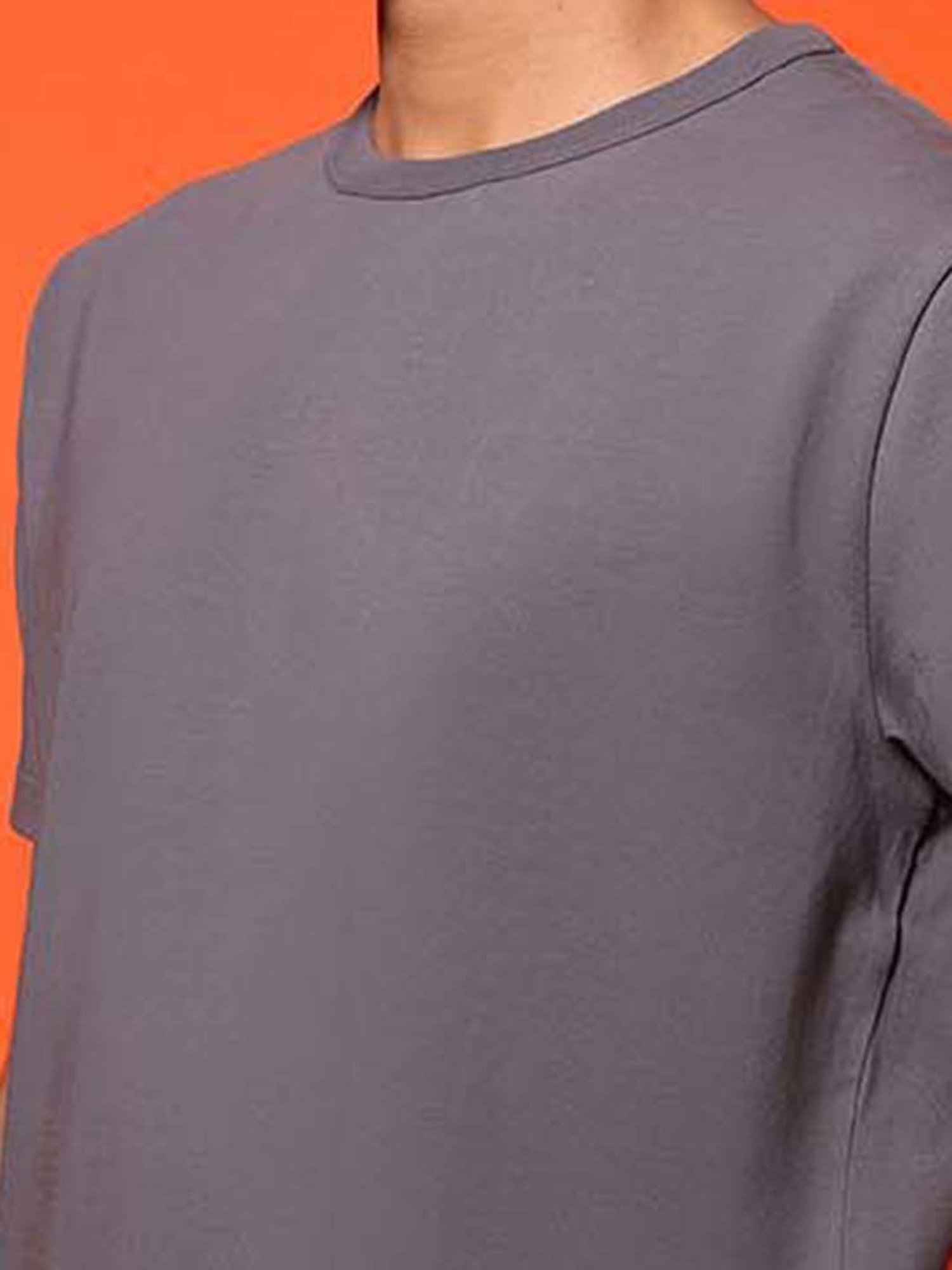 SUBTRACT Dark Grey Regular Fit Crew T-Shirt