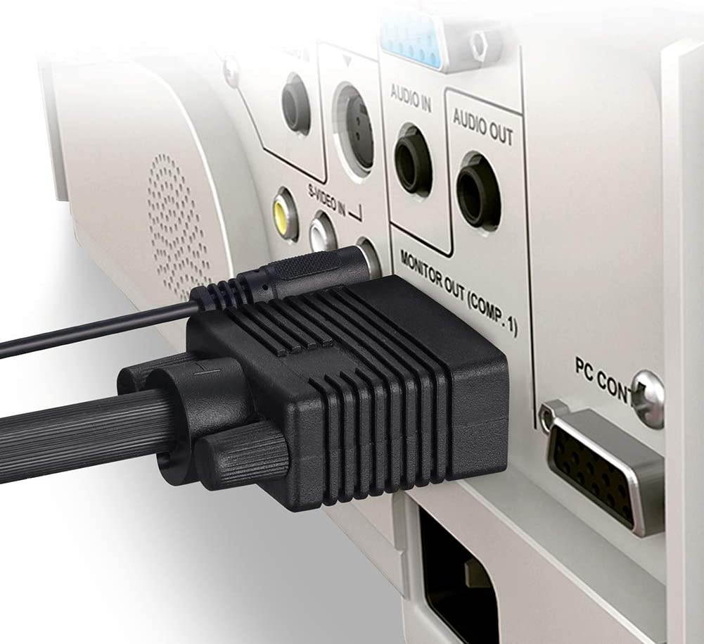 Premium VGA CableNeeKeons with Audio 3.5mm AUX Jack HD15 Male to Male M/M VGA SVGA UXGA with Auxiliary Headset Stereo Sound Connection Wire Cord Plug for LCD LED Monitor TV HDTV Projector (10FT/3M)