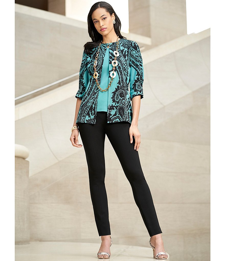 Misook Ponte Straight Leg Pull-On Pant