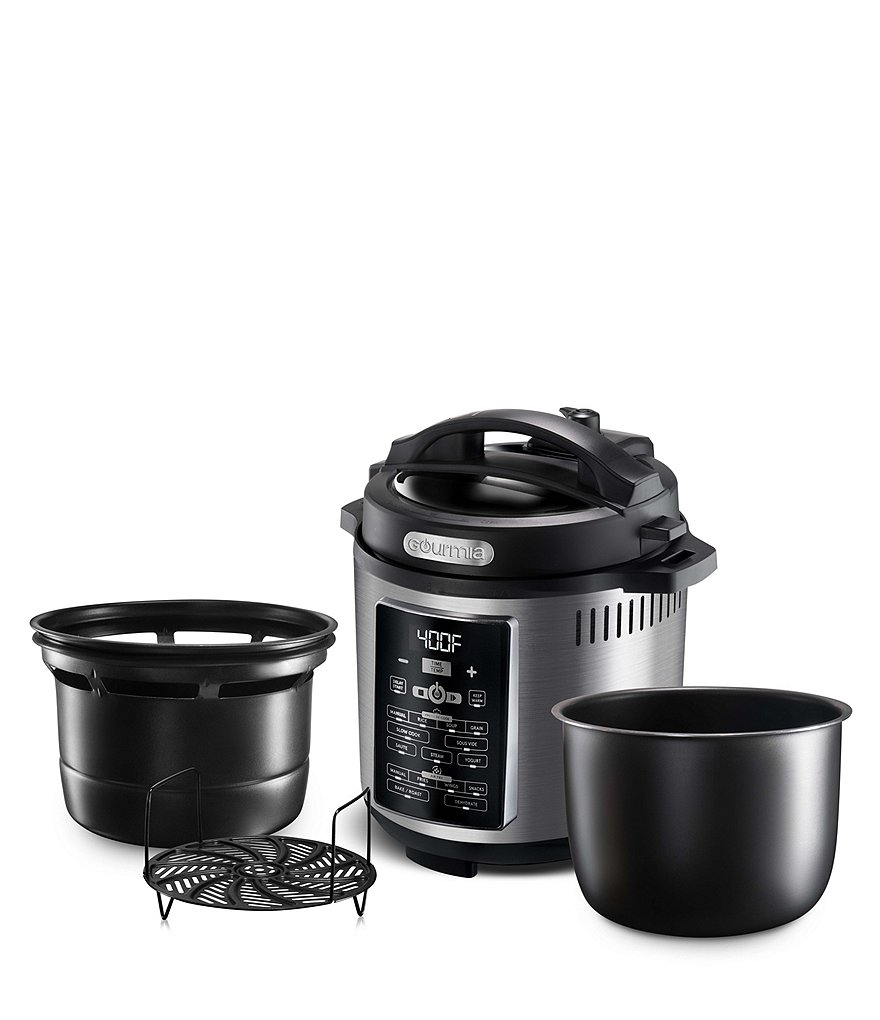 Gourmia Single Lid Stainless Steel 6-Quart Pressure Cooker Air Fryer Combo